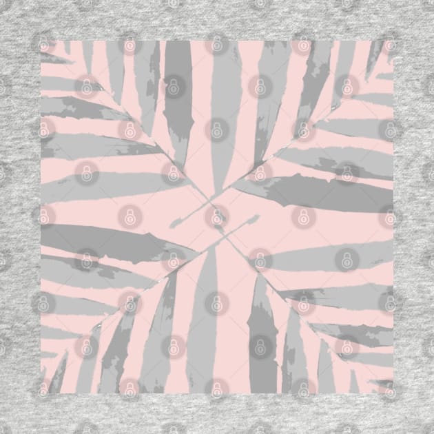 Geometric palm leaves grey silver on pink , leaves, tropical , fall,  TeePublic by PrintedDreams